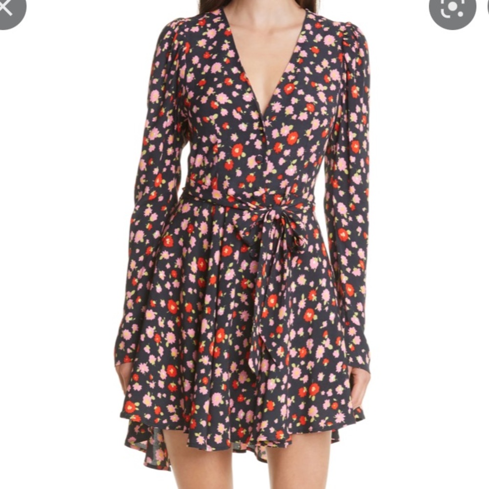 New ROTATE by Birger Christensen floral long sleeve mini dress US 6
